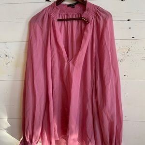 Gucci Sheer cotton/cashmere peasant blouse